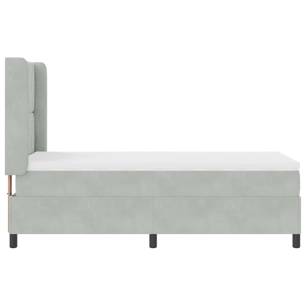 Box spring seng med madras Lysegrå 100 x 200 cm Fløjl