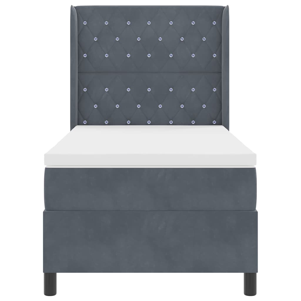 Box spring seng med madras Mørkegrå 100 x 200 cm Fløjl