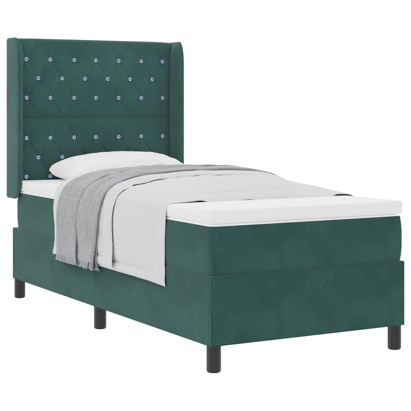 Box spring seng med madras Mørkegrøn 100 x 200 cm Fløjl