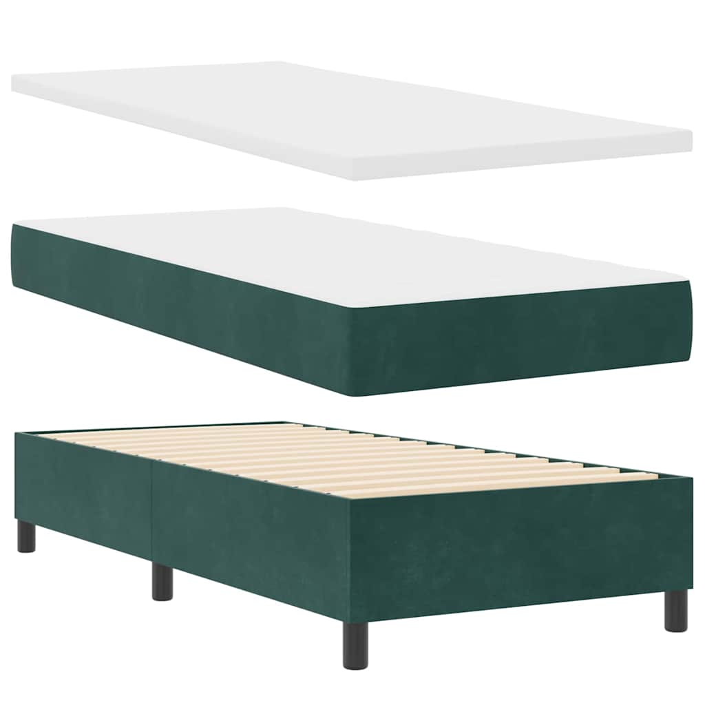 Box spring seng med madras Mørkegrøn 100 x 200 cm Fløjl