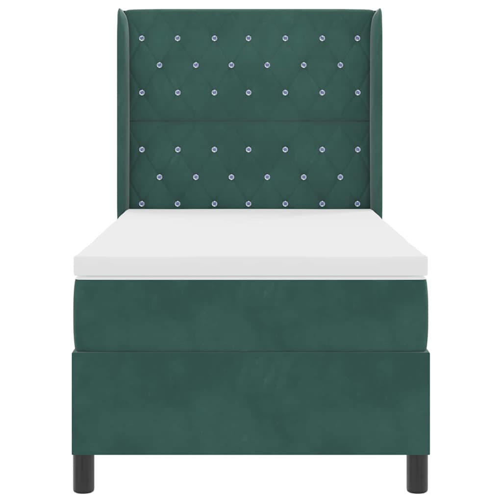 Box spring seng med madras Mørkegrøn 100 x 200 cm Fløjl