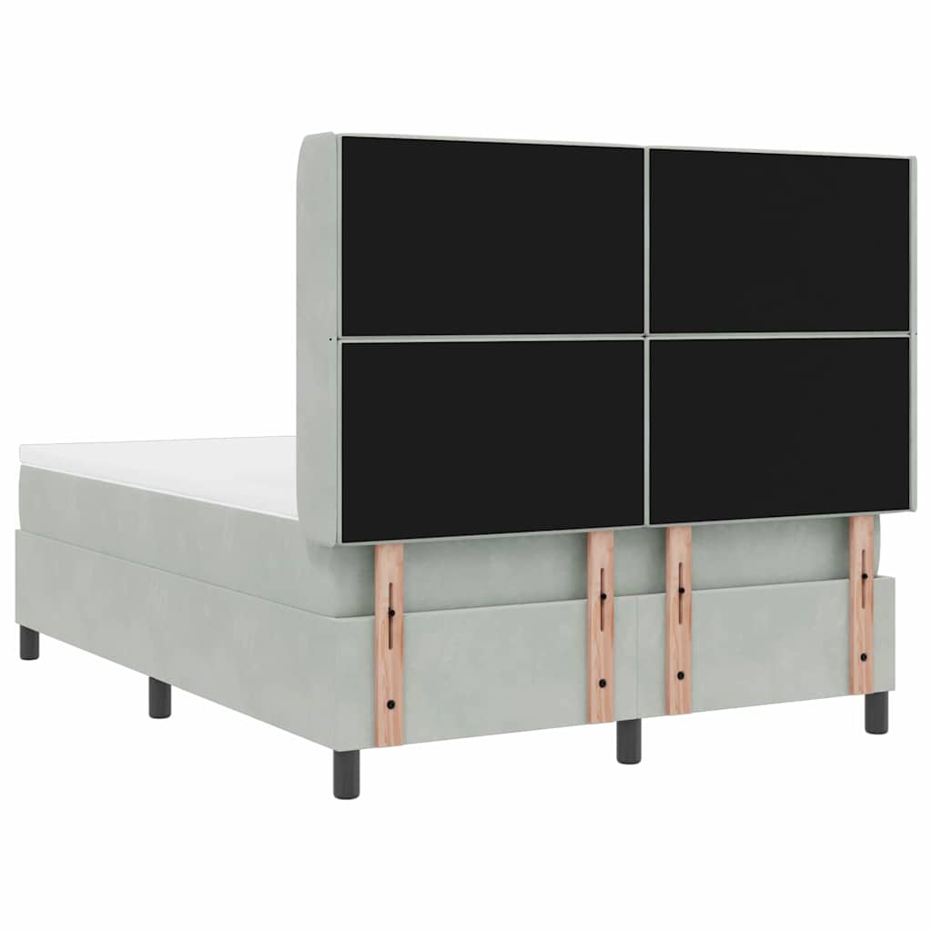 Box spring seng med madras Lysegrå 140 x 190 cm Fløjl