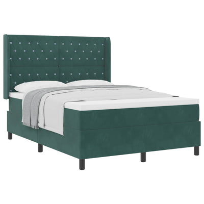 Box spring seng med madras Mørkegrøn 140 x 190 cm Fløjl