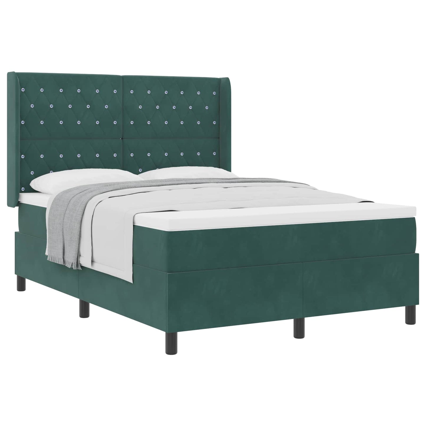 Box spring seng med madras Mørkegrøn 140 x 190 cm Fløjl