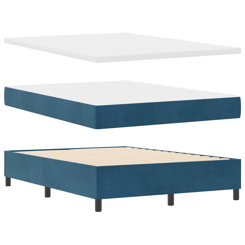 Box spring seng med madras Blå 140 x 190 cm Fløjl