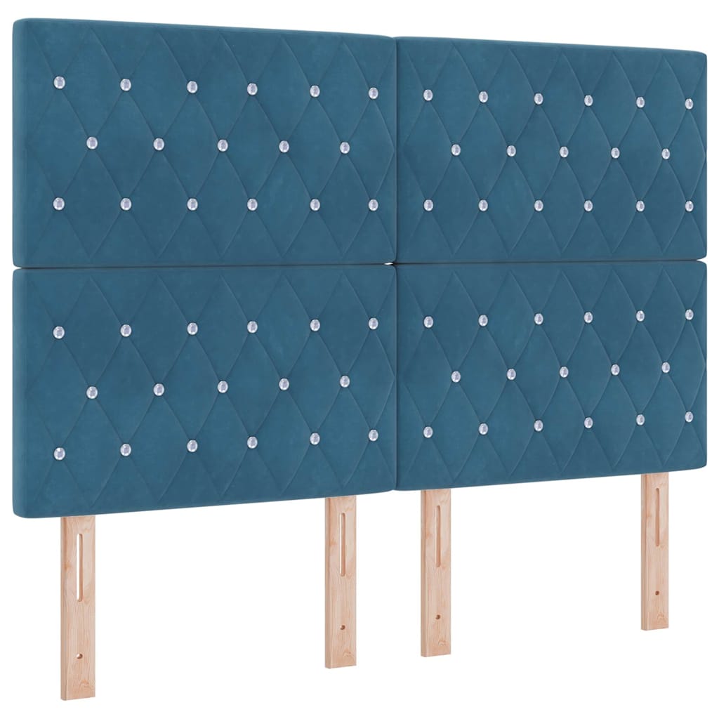 Box spring seng med madras Blå 140 x 190 cm Fløjl