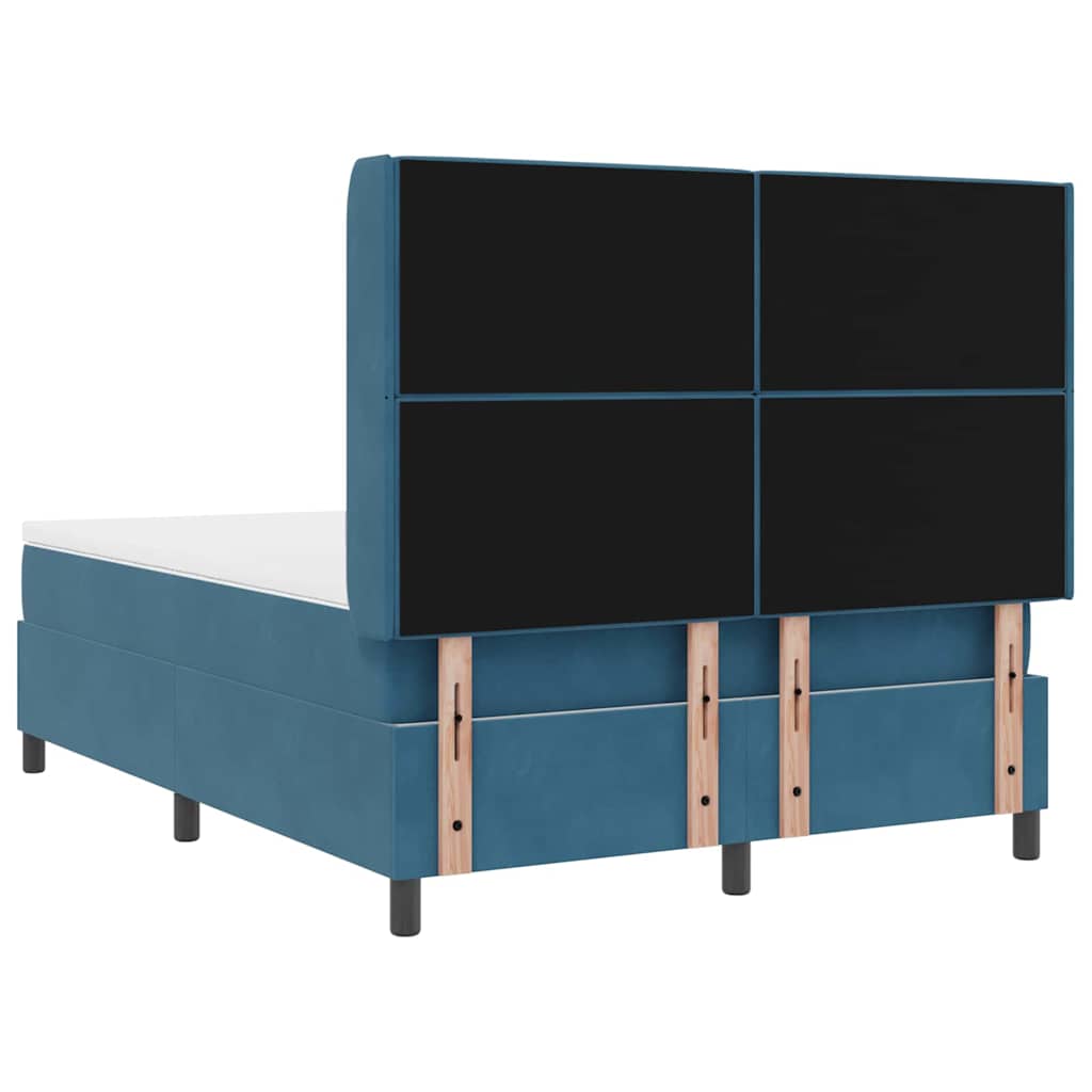 Box spring seng med madras Blå 140 x 190 cm Fløjl