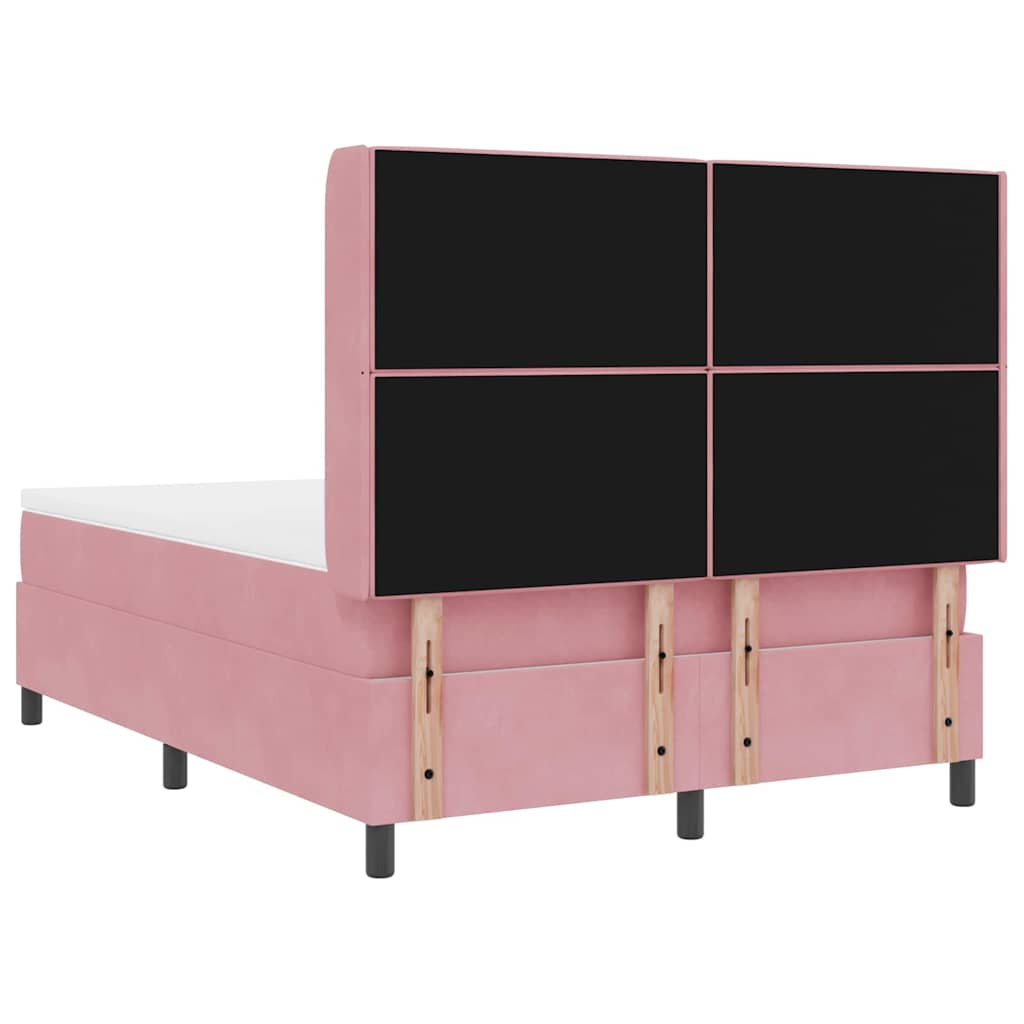 Box spring seng med madras Lyserød 140 x 190 cm Fløjl