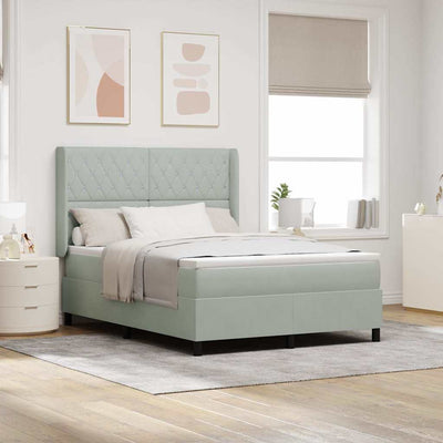 Box spring seng med madras Lysegrå 140 x 200 cm Fløjl