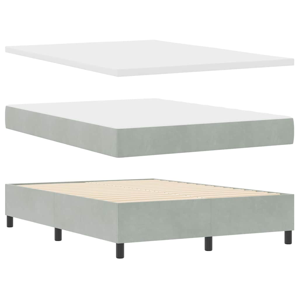 Box spring seng med madras Lysegrå 140 x 200 cm Fløjl