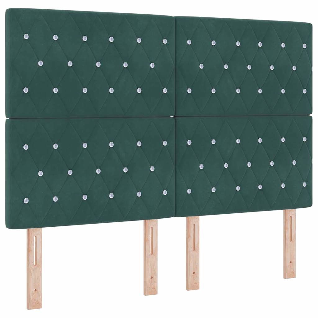 Box spring seng med madras Mørkegrøn 140 x 200 cm Fløjl