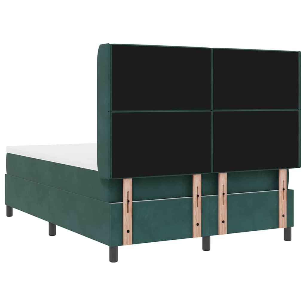 Box spring seng med madras Mørkegrøn 140 x 200 cm Fløjl