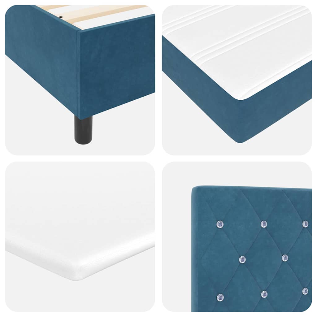 Box spring seng med madras Blå 160 x 200 cm Fløjl