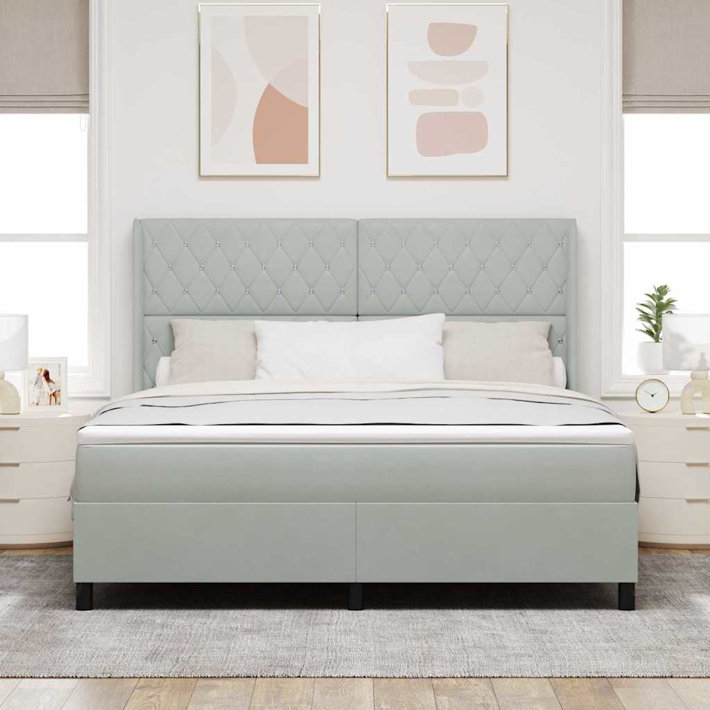 Box spring seng med madras Lysegrå 180 x 200 cm Fløjl