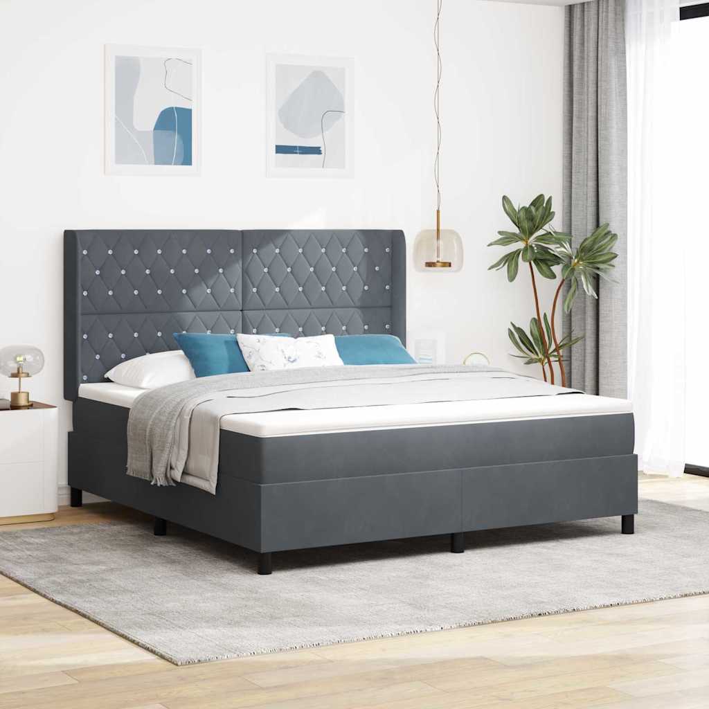 Box spring seng med madras Mørkegrå 180 x 200 cm Fløjl