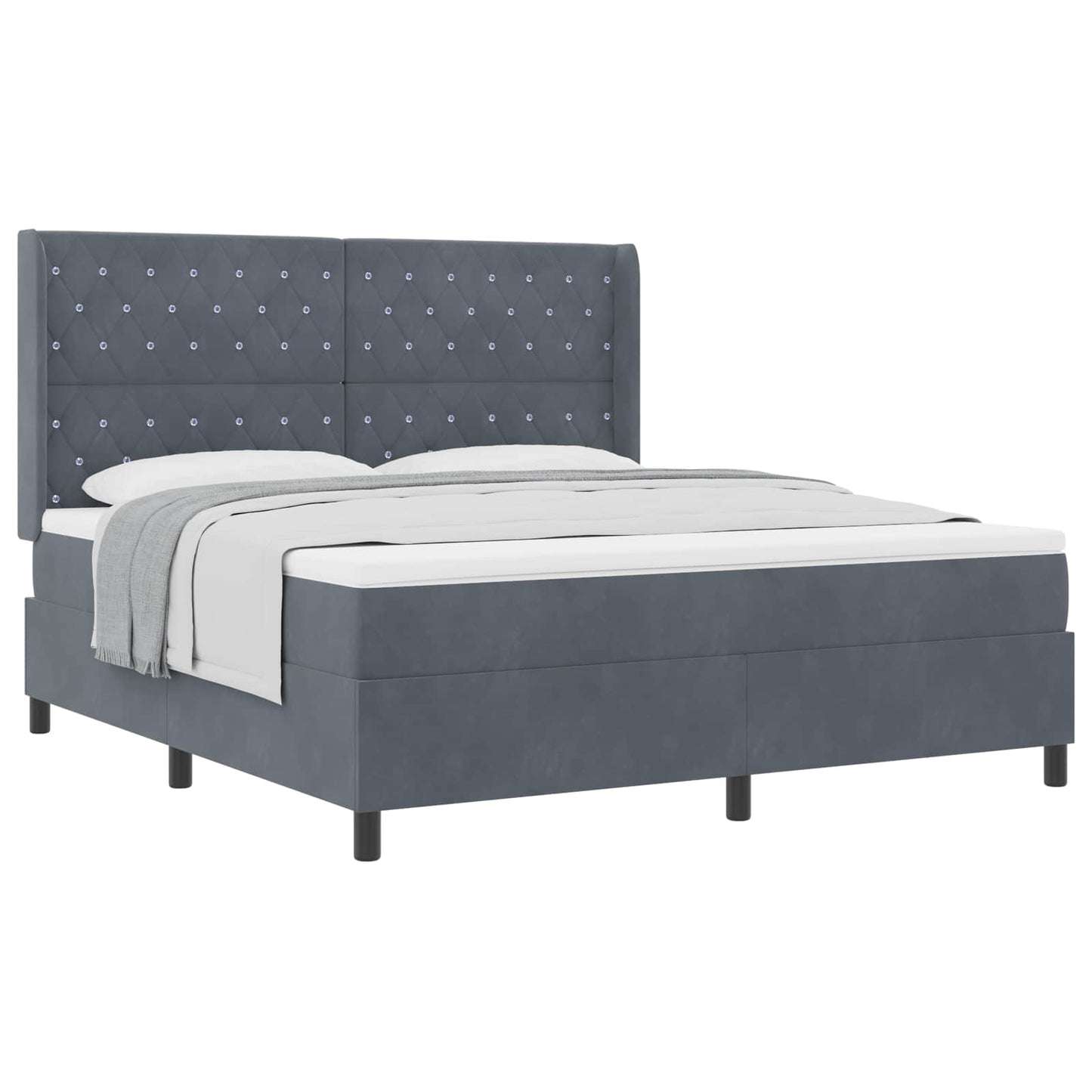 Box spring seng med madras Mørkegrå 180 x 200 cm Fløjl