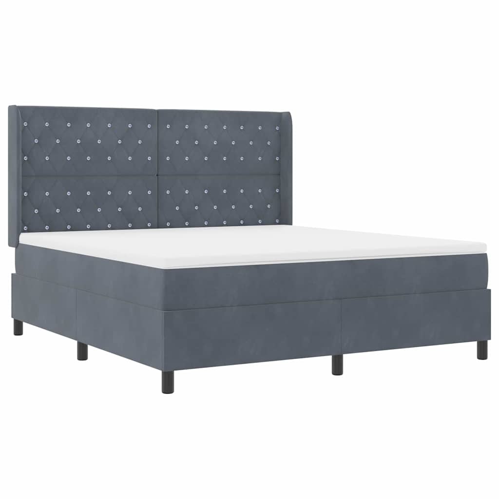 Box spring seng med madras Mørkegrå 180 x 200 cm Fløjl