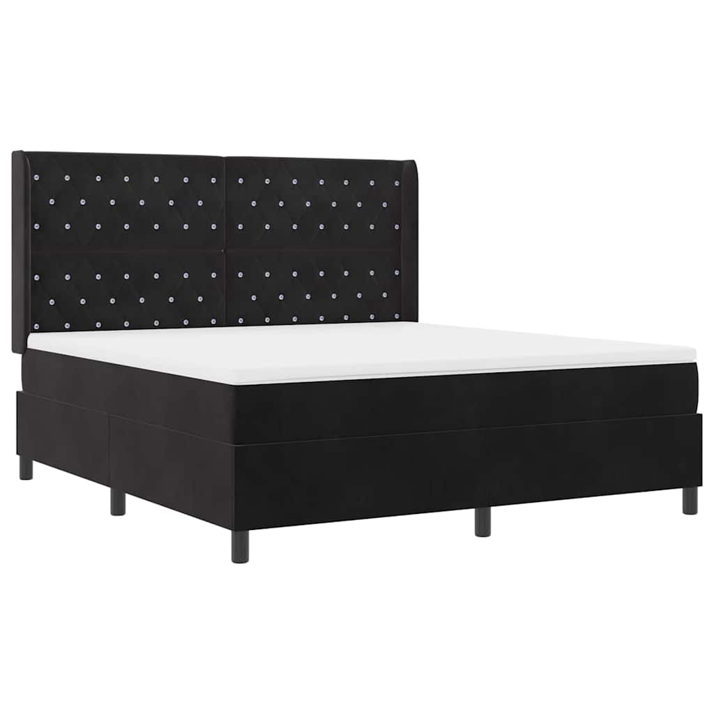 Box spring seng med madras Sort 180 x 200 cm Fløjl