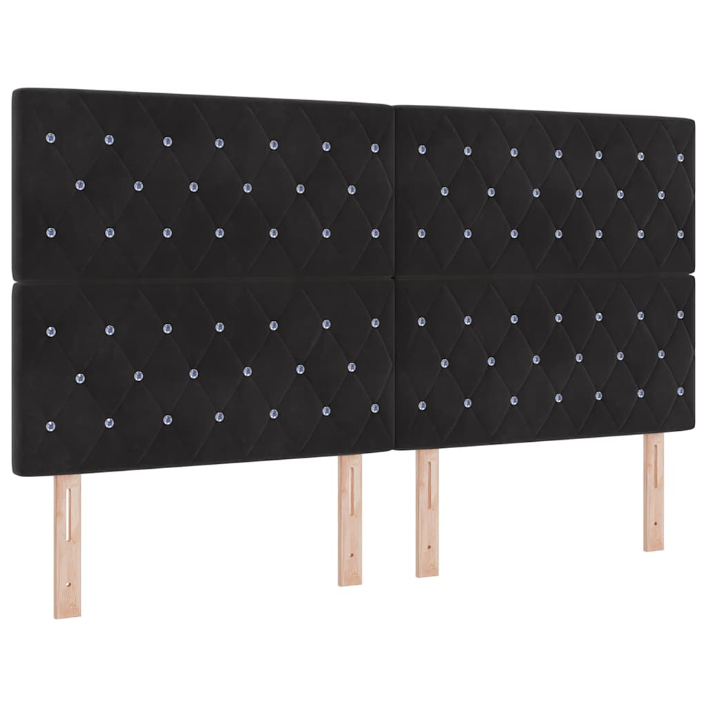 Box spring seng med madras Sort 180 x 200 cm Fløjl