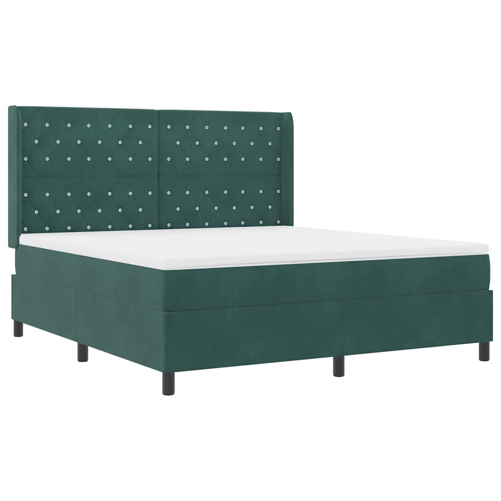 Box spring seng med madras Mørkegrøn 180 x 200 cm Fløjl