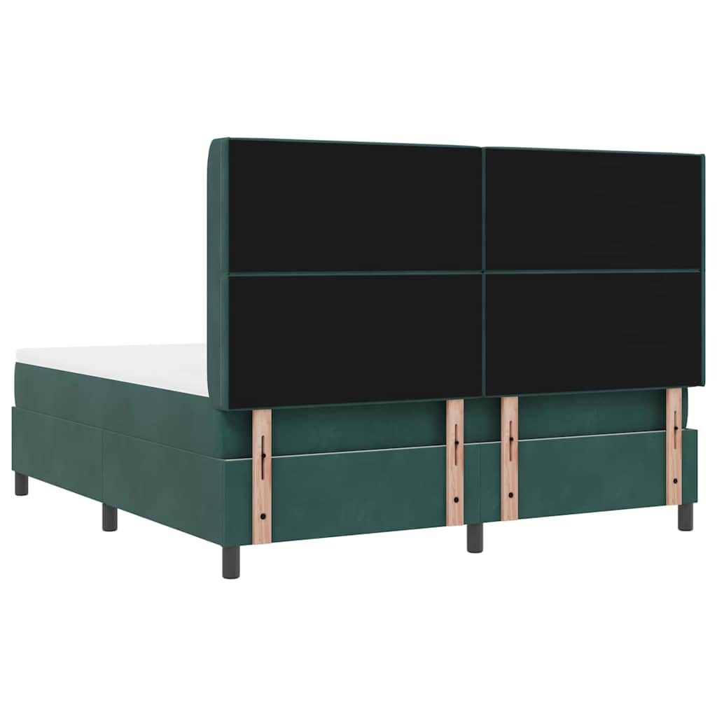 Box spring seng med madras Mørkegrøn 180 x 200 cm Fløjl