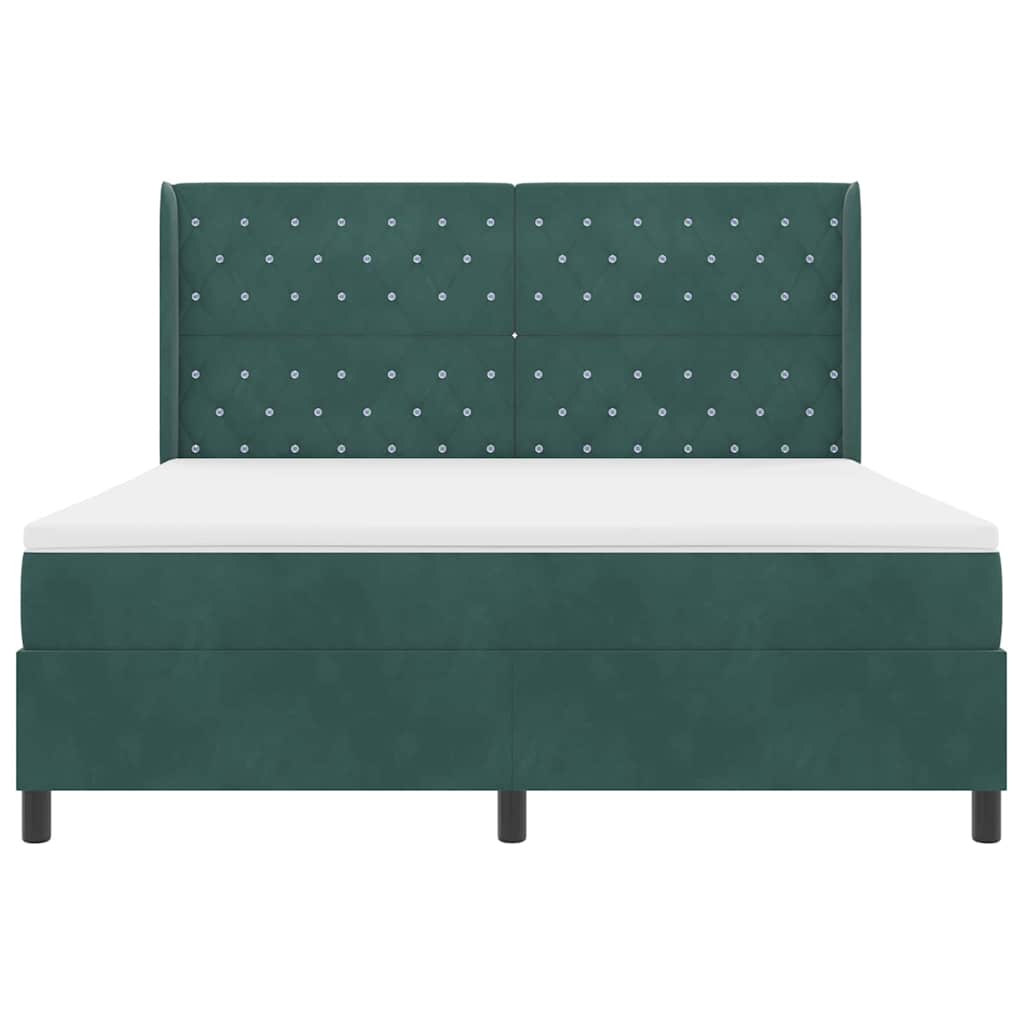 Box spring seng med madras Mørkegrøn 180 x 200 cm Fløjl
