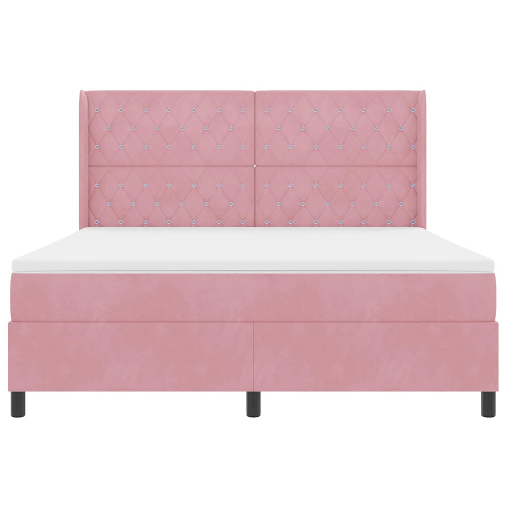 Box spring seng med madras Lyserød 180 x 200 cm Fløjl