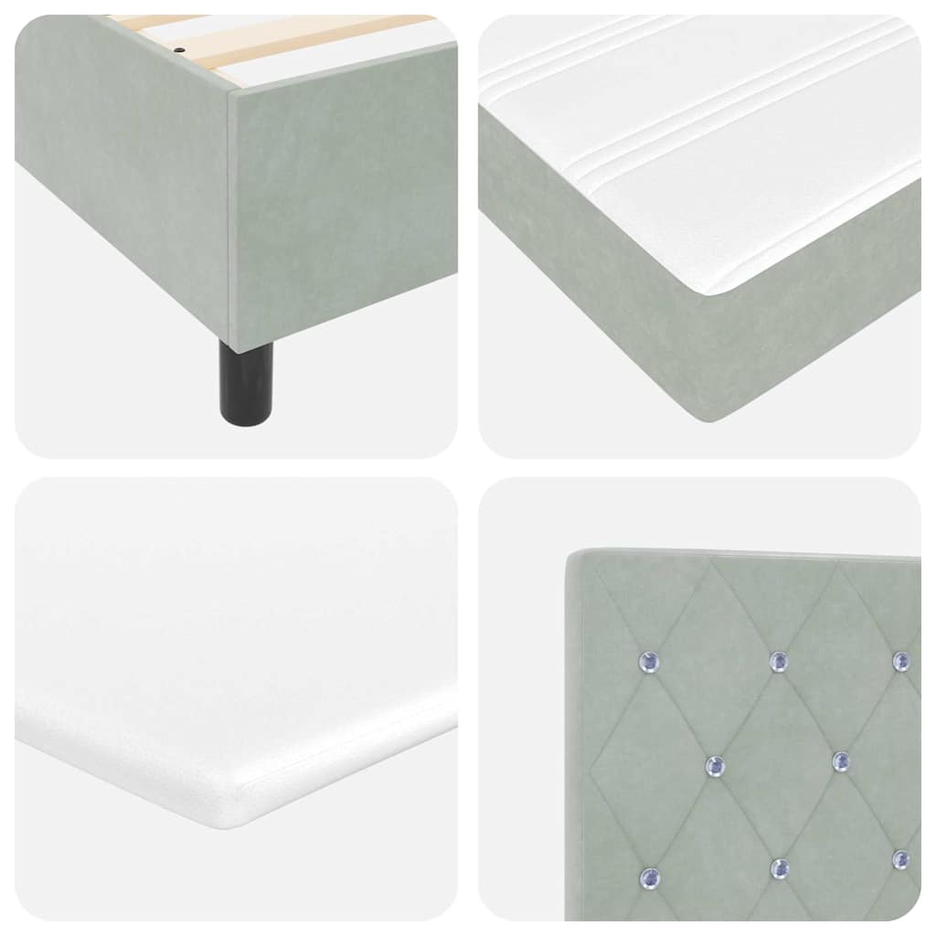 Box spring seng med madras Lysegrå 200 x 200 cm Fløjl
