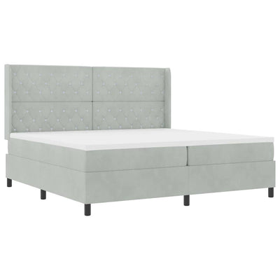 Box spring seng med madras Lysegrå 200 x 200 cm Fløjl