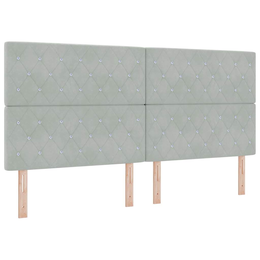 Box spring seng med madras Lysegrå 200 x 200 cm Fløjl