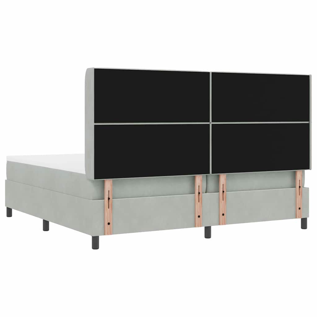 Box spring seng med madras Lysegrå 200 x 200 cm Fløjl