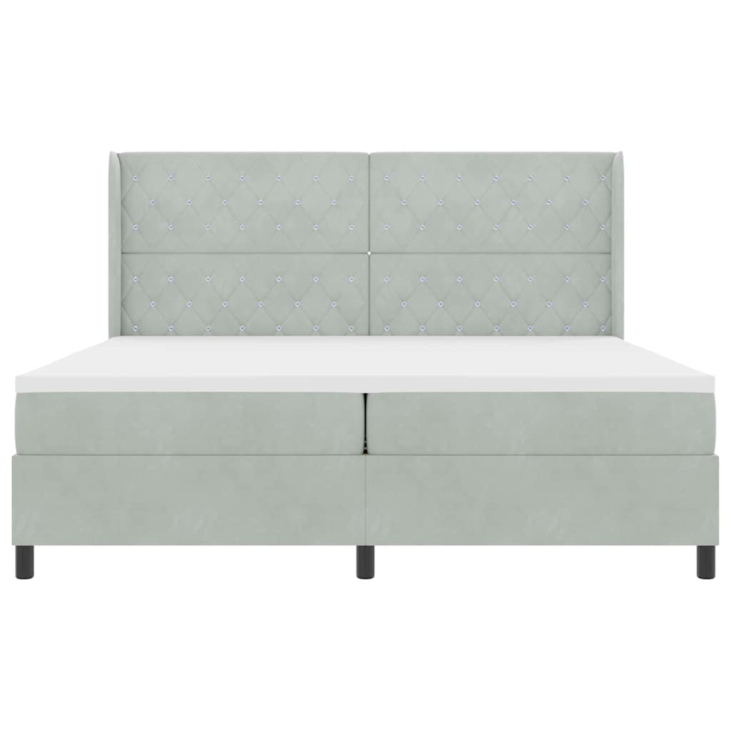 Box spring seng med madras Lysegrå 200 x 200 cm Fløjl