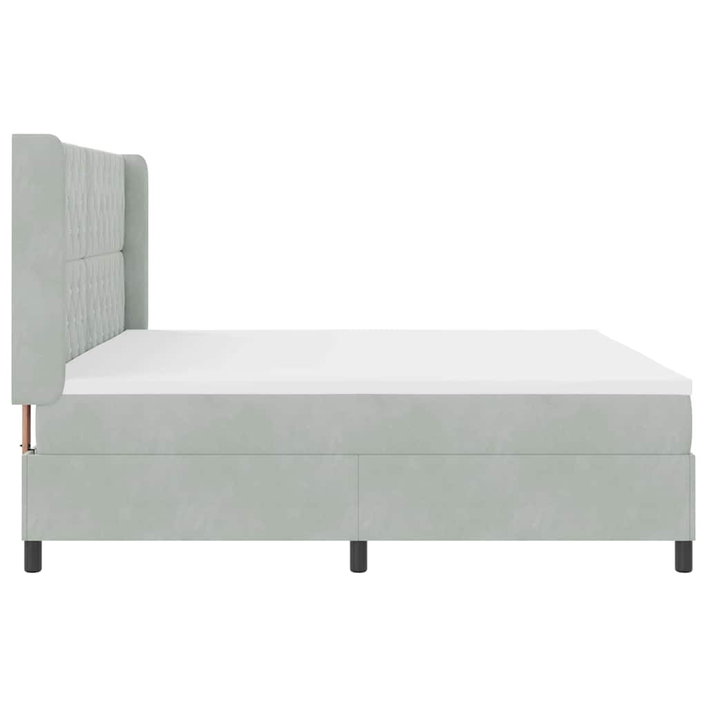 Box spring seng med madras Lysegrå 200 x 200 cm Fløjl