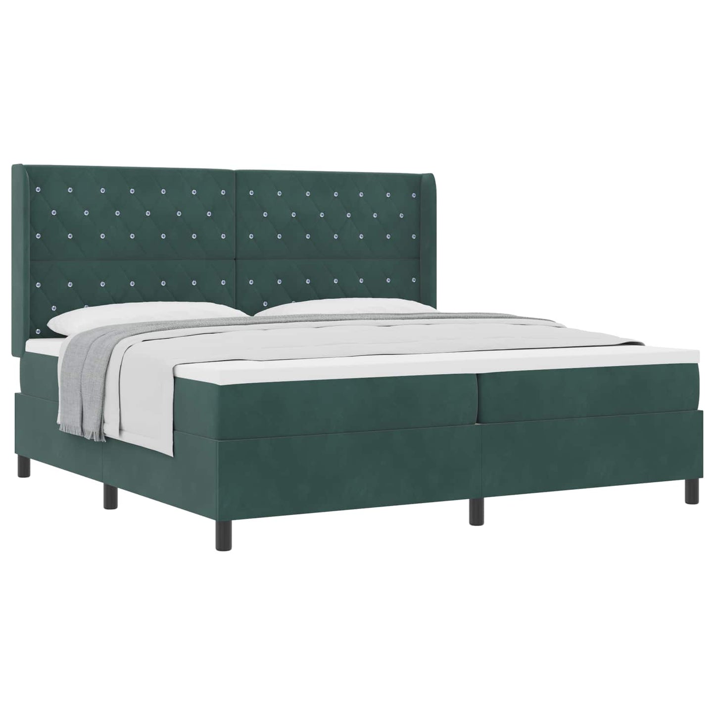 Box spring seng med madras Mørkegrøn 200 x 200 cm Fløjl