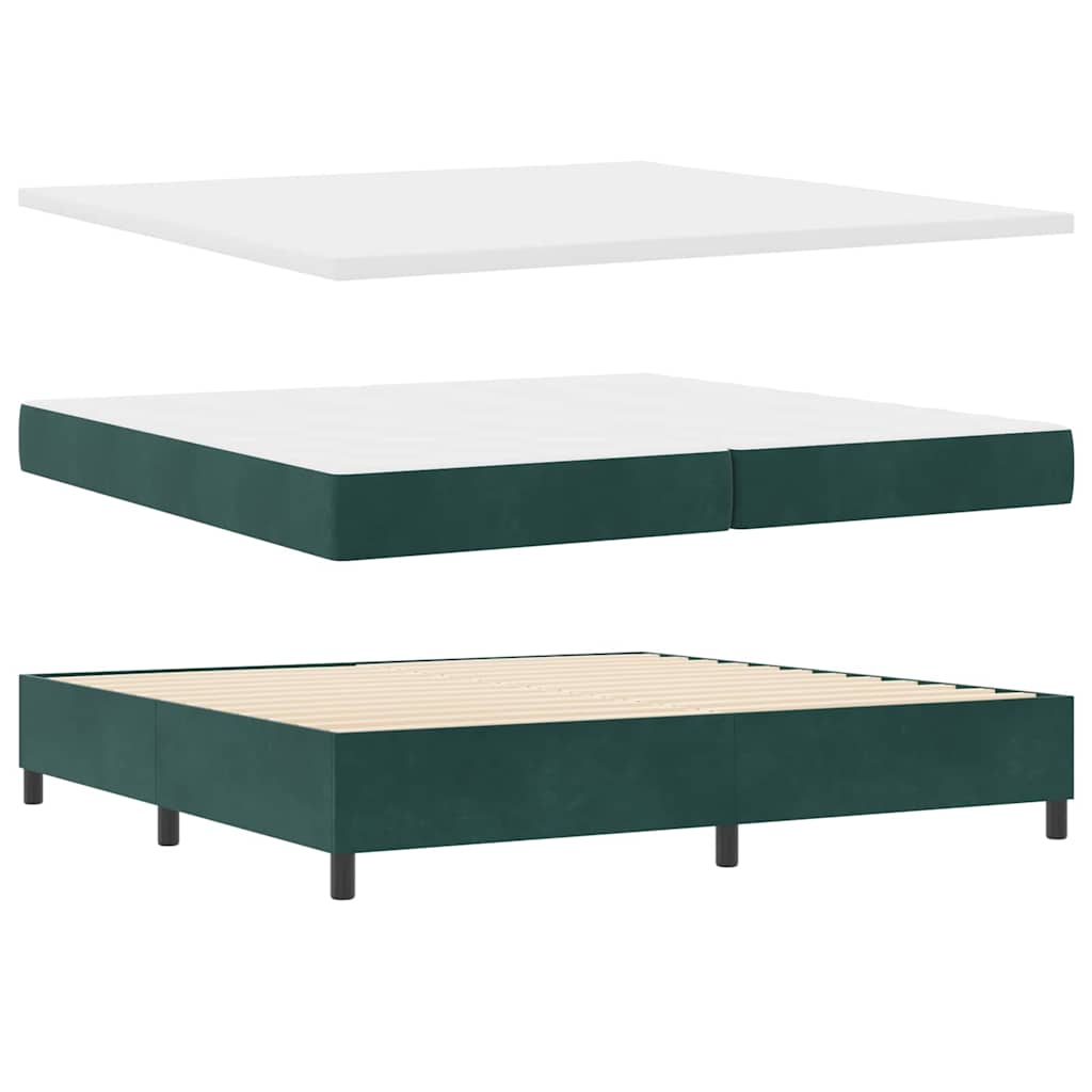 Box spring seng med madras Mørkegrøn 200 x 200 cm Fløjl