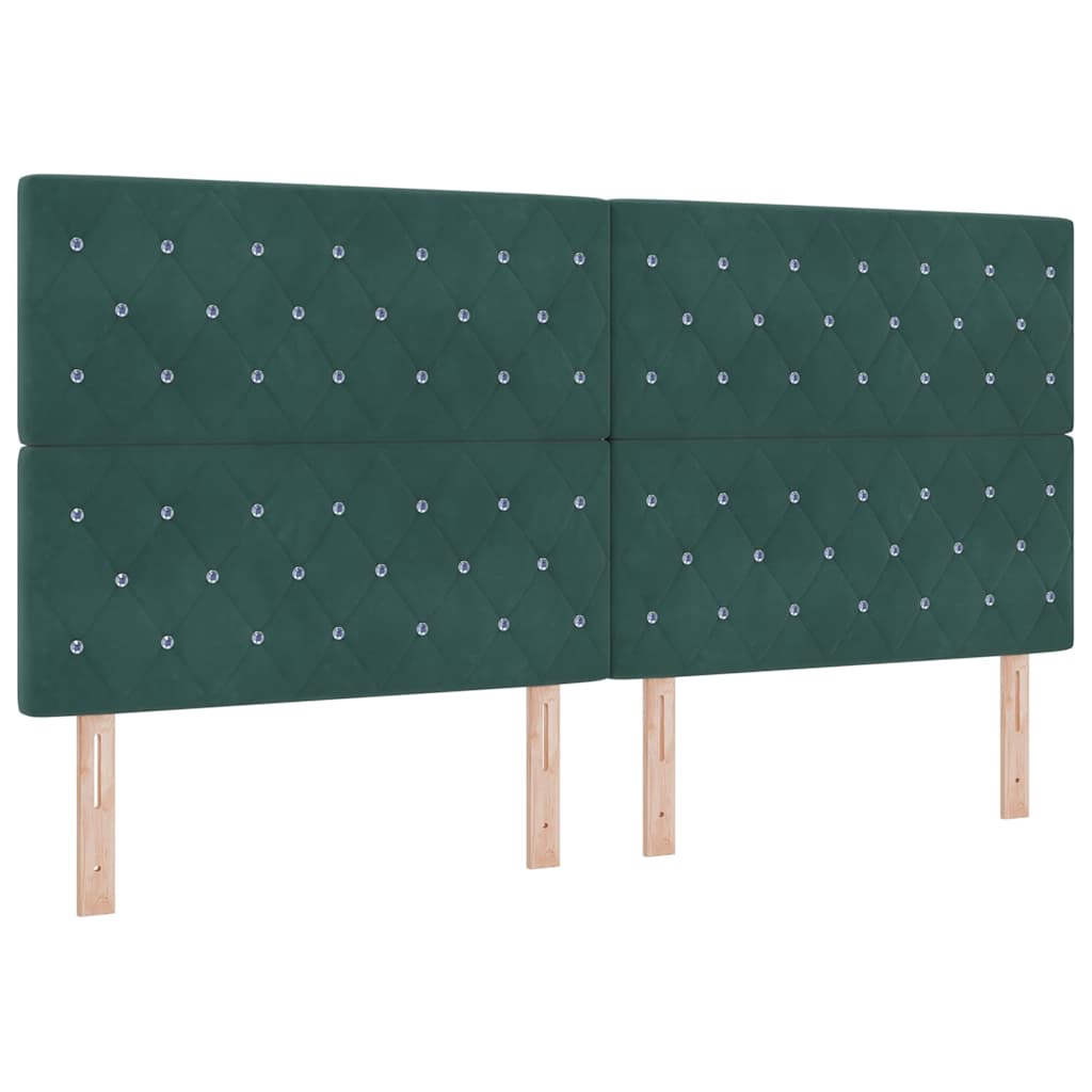 Box spring seng med madras Mørkegrøn 200 x 200 cm Fløjl