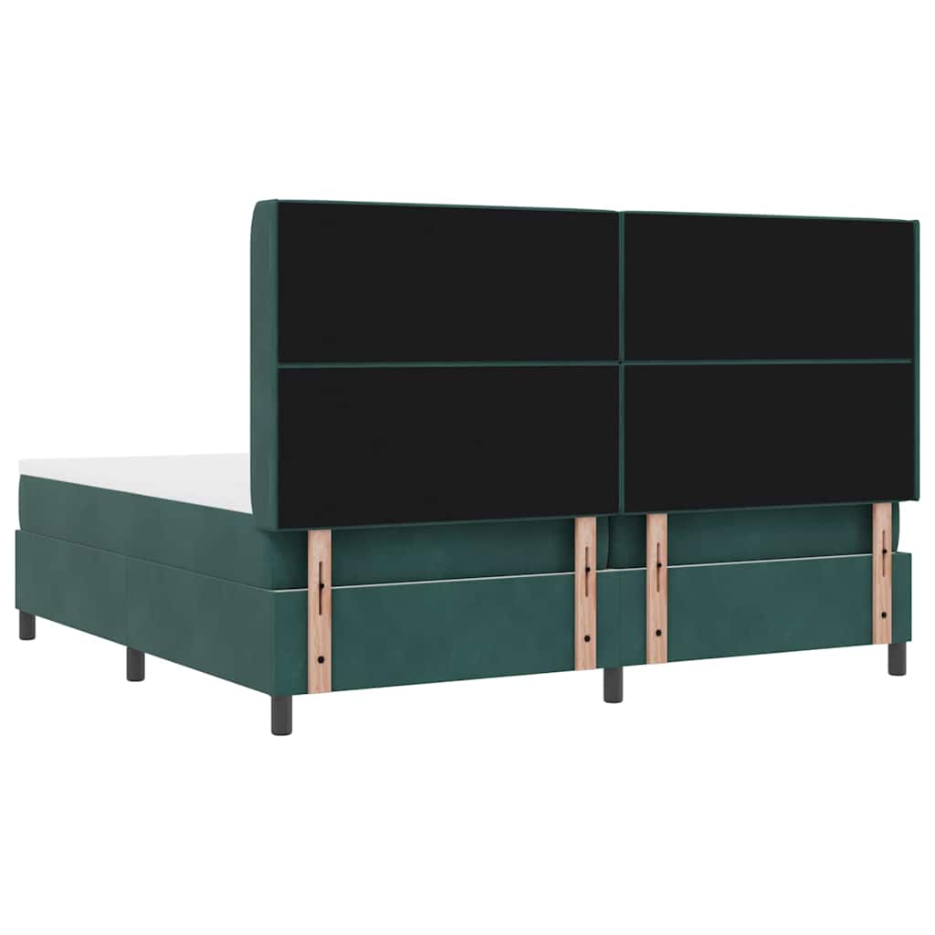 Box spring seng med madras Mørkegrøn 200 x 200 cm Fløjl