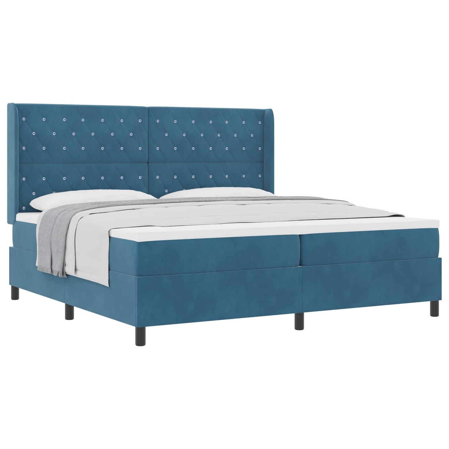 Box spring seng med madras Blå 200 x 200 cm Fløjl