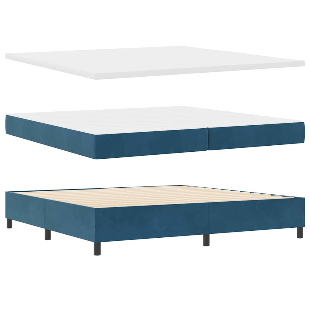 Box spring seng med madras Blå 200 x 200 cm Fløjl