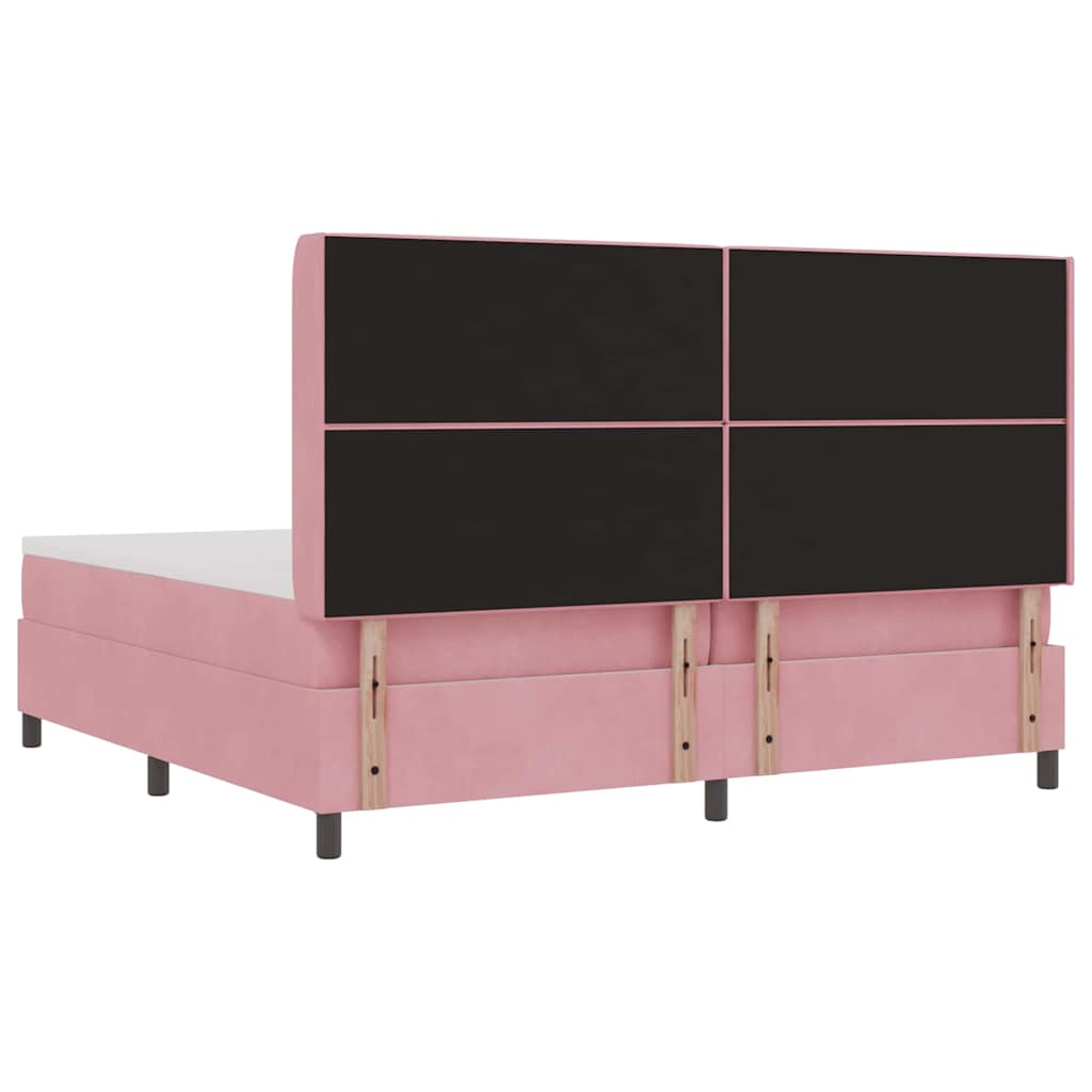 Box spring seng med madras Lyserød 200 x 200 cm Fløjl