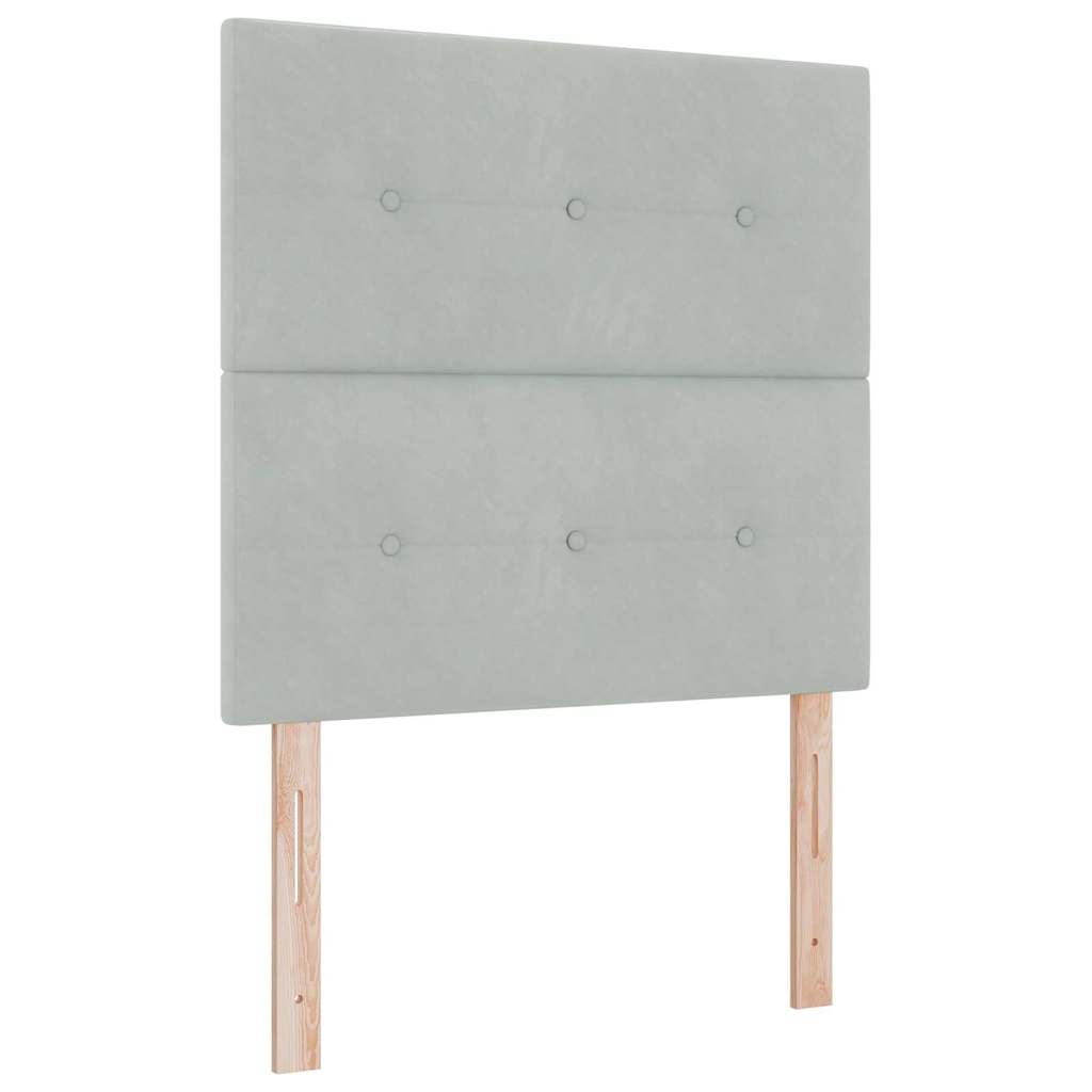 Box spring seng med hovedgærde Lysegrå 80 x 200 cm Fløjl