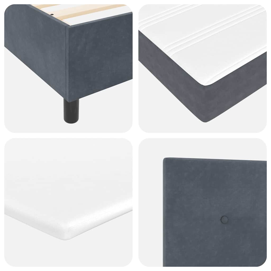 Box spring seng med hovedgærde Mørkegrå 80 x 200 cm Fløjl