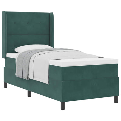 Box spring seng med hovedgærde Mørkegrøn 80 x 200 cm Fløjl