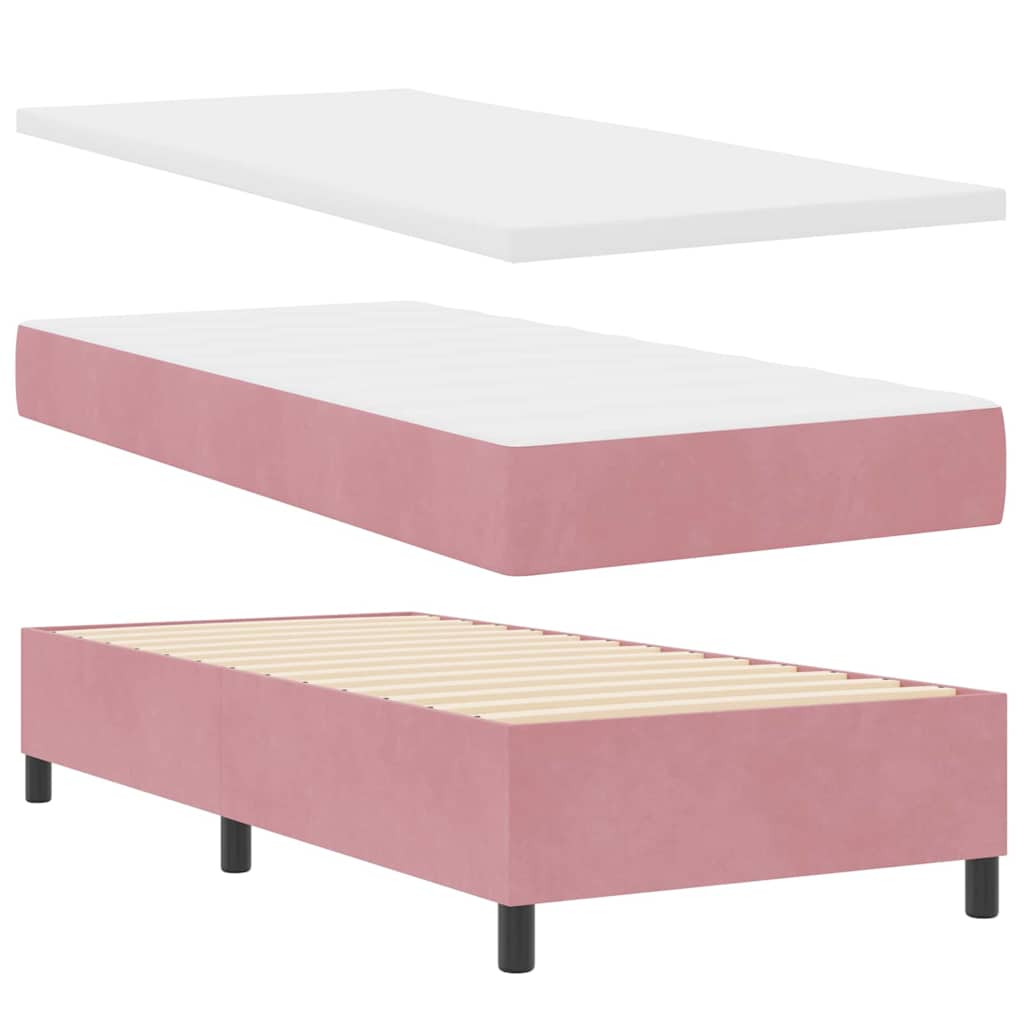 Box spring seng med hovedgærde Lyserød 80 x 200 cm Fløjl