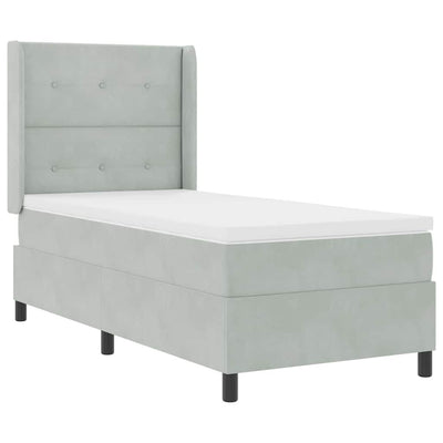 Box spring seng med hovedgærde Lysegrå 90 x 190 cm Fløjl