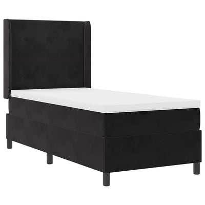 Box spring seng med hovedgærde Sort 90 x 190 cm Fløjl