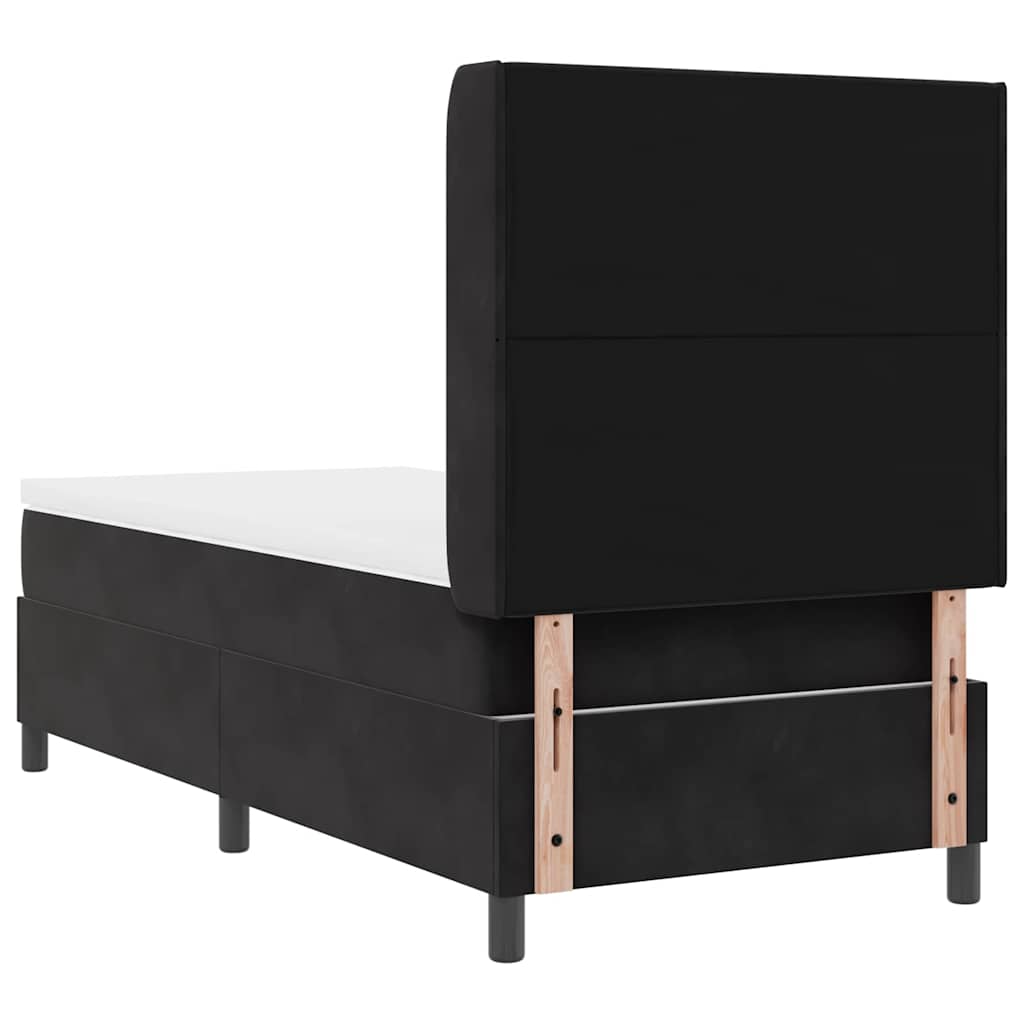 Box spring seng med hovedgærde Sort 90 x 190 cm Fløjl