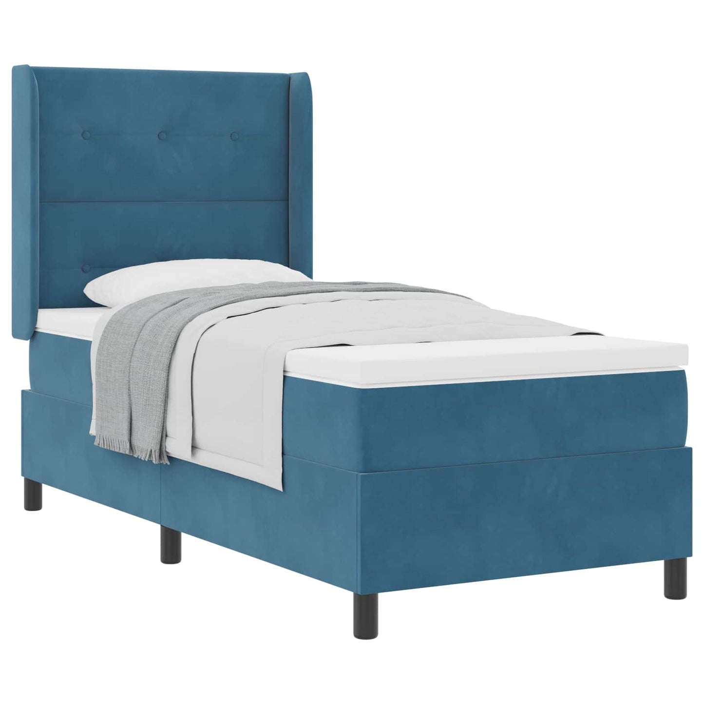 Box spring seng med hovedgærde Blå 90 x 190 cm Fløjl