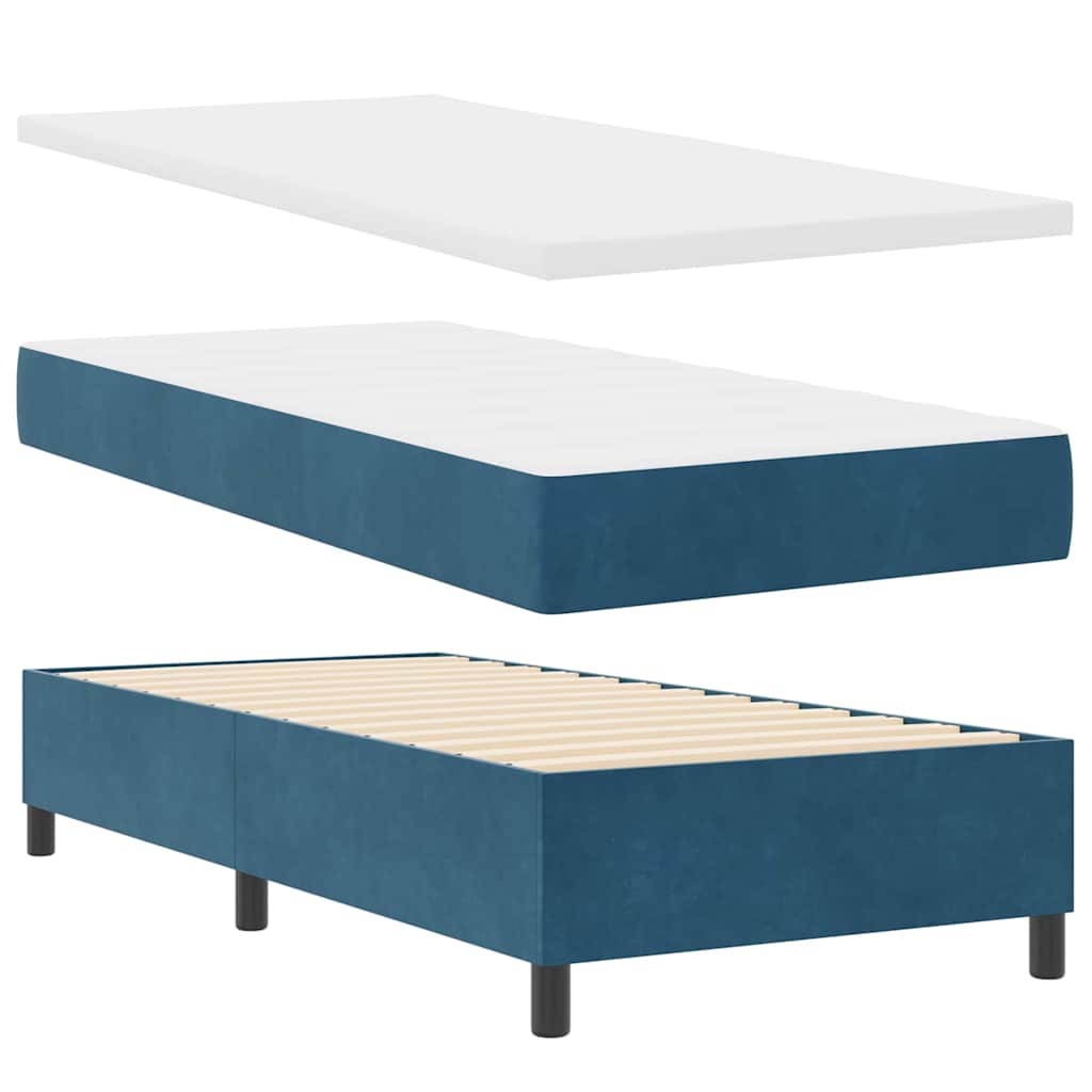 Box spring seng med hovedgærde Blå 90 x 190 cm Fløjl