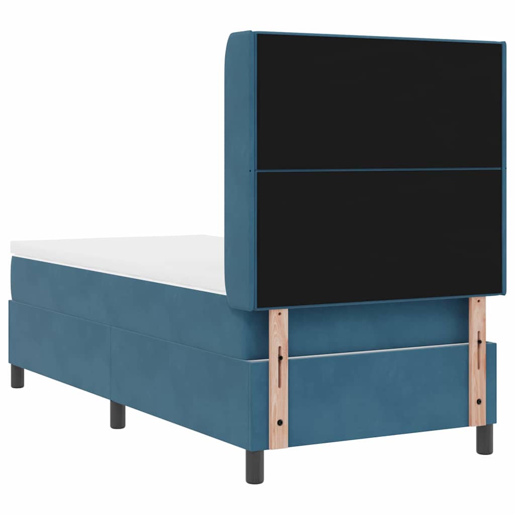 Box spring seng med hovedgærde Blå 90 x 190 cm Fløjl